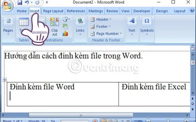 Hướng dẫn đính kèm file trong Word